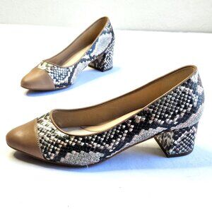 Cole Haan Pumps Snake Embossed Leather Low Block Heel Dressy Career Shoes Size 6